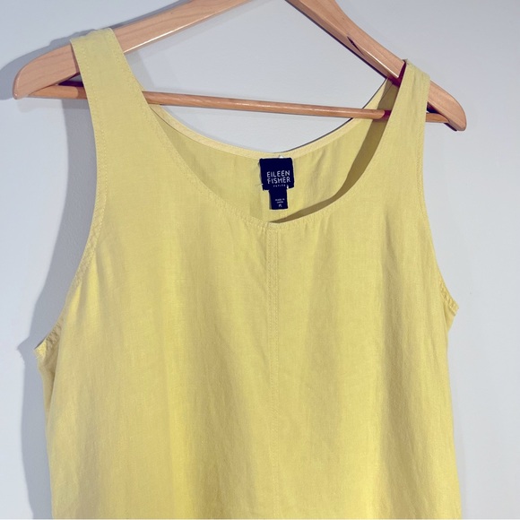 Eileen Fisher Linen Tank Dress Yellow Size Petite Large - Picture 2 of 8